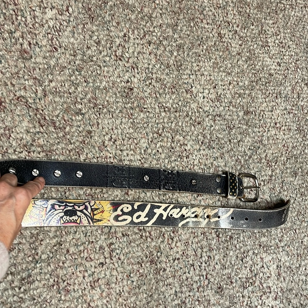 Ed hardy leather studded  belt